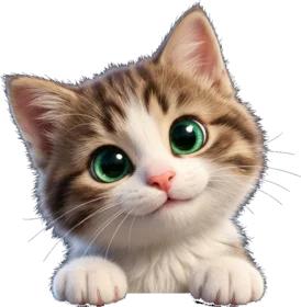 Tory, el gato de Fintory, asomado sobre el teléfono